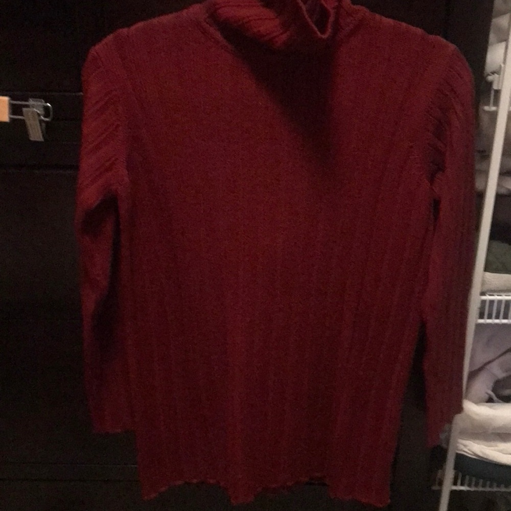 Ann Taylor Oxblood Dark Red Knit Turtleneck Sweater Size XS